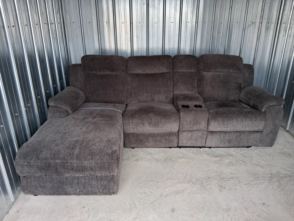 Fabric Reclining Sectional Sofa with Chaise and Console - photo 2