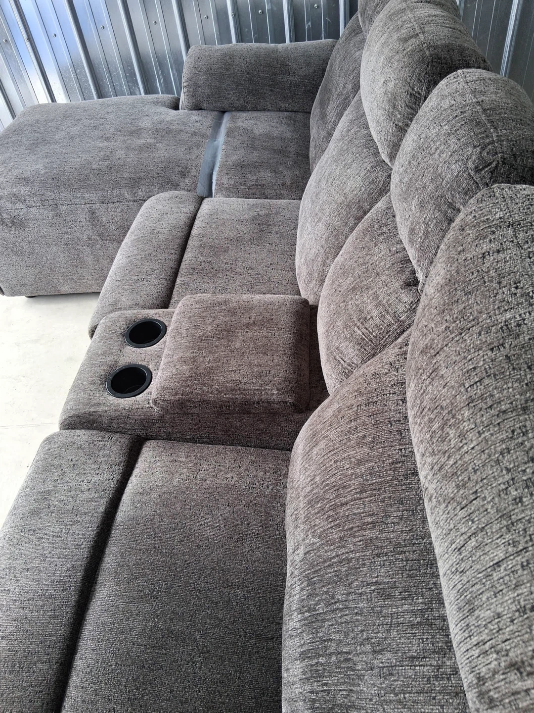 Fabric Reclining Sectional Sofa with Chaise and Console - photo 4