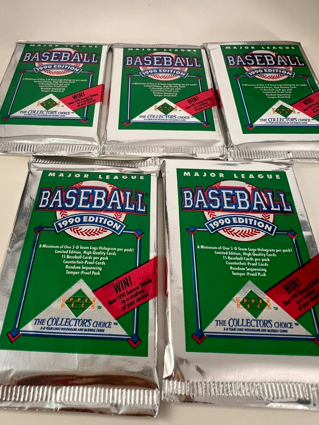 LOT OF 5 PACKS - 1990 Upper Deck Baseball - $5 - photo 2