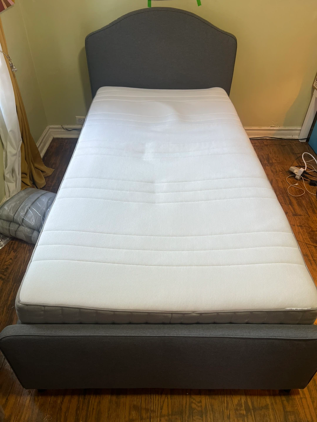 Moving sale: ikea upholstered  twin bed frame