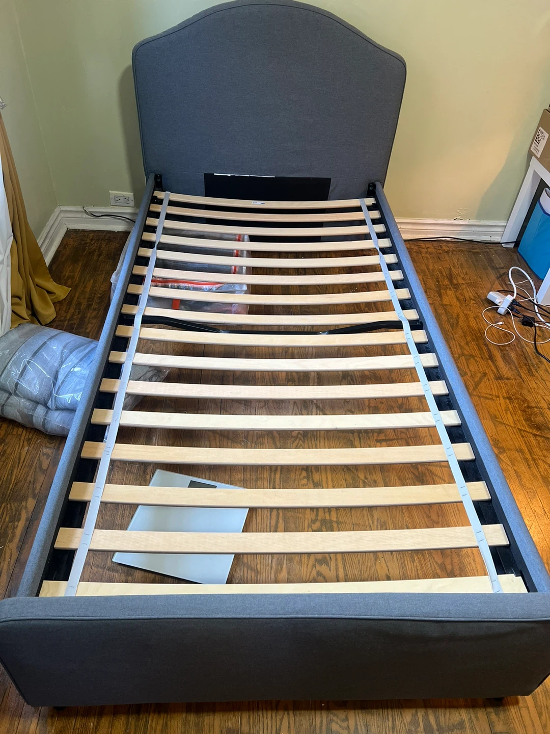 Moving sale: ikea upholstered  twin bed frame - photo 3