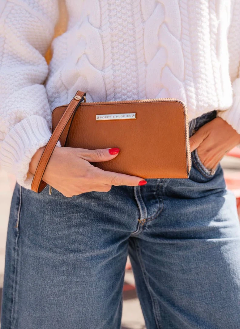 Poppy & Peonies  Wallet Crossbody Bag in Cognac - photo 3