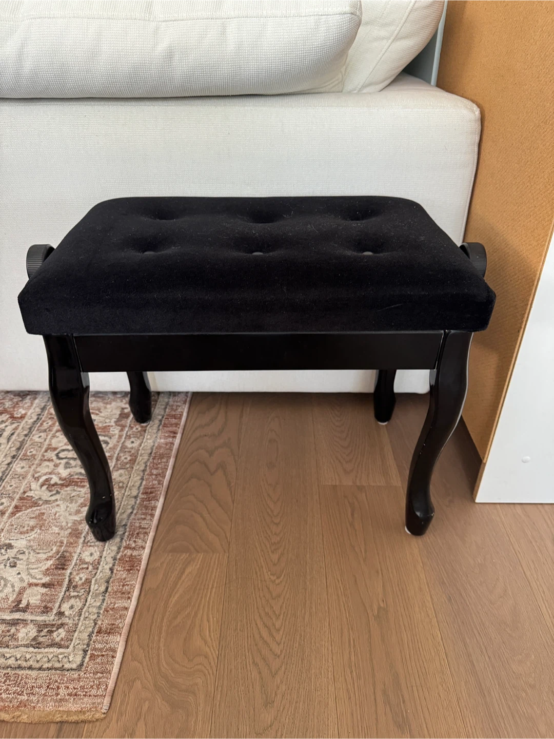 Black Velvet Tufted Piano Bench