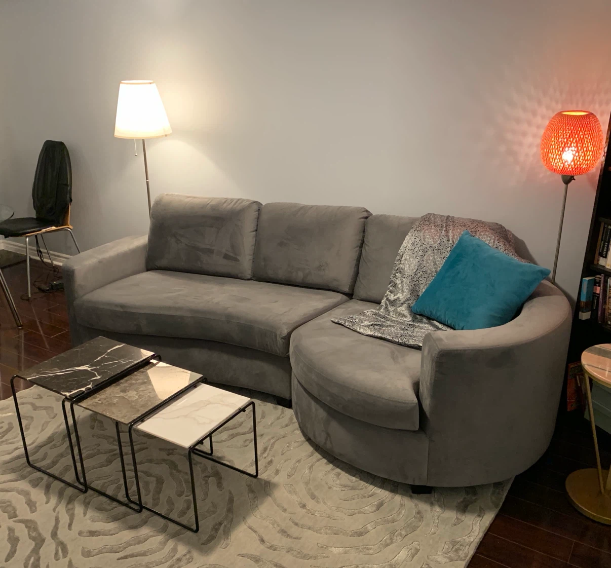 Grey Curved Sectional Sofa - Made in Canada
