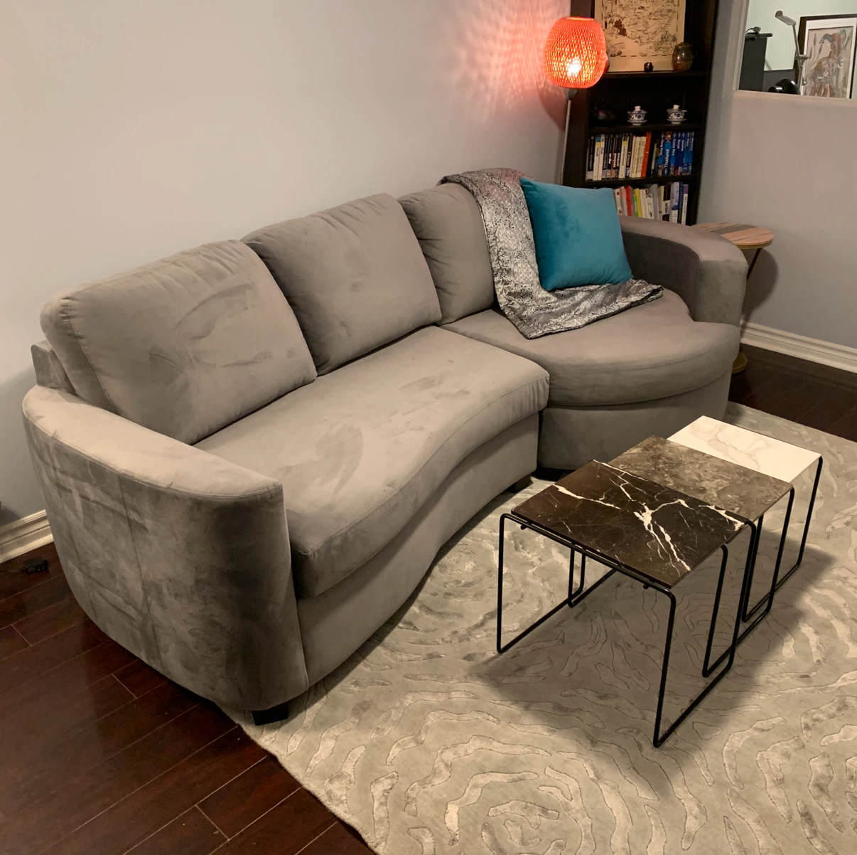 Grey Curved Sectional Sofa - Made in Canada - photo 2