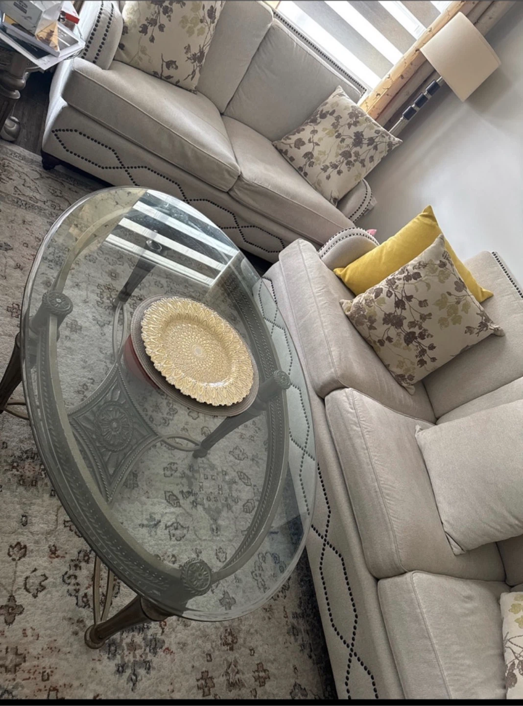 Two heavy glass tables $100
