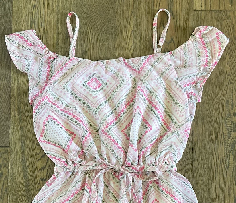 Pink and White Floral Cold Shoulder Sundress M (7-8 years) - photo 2