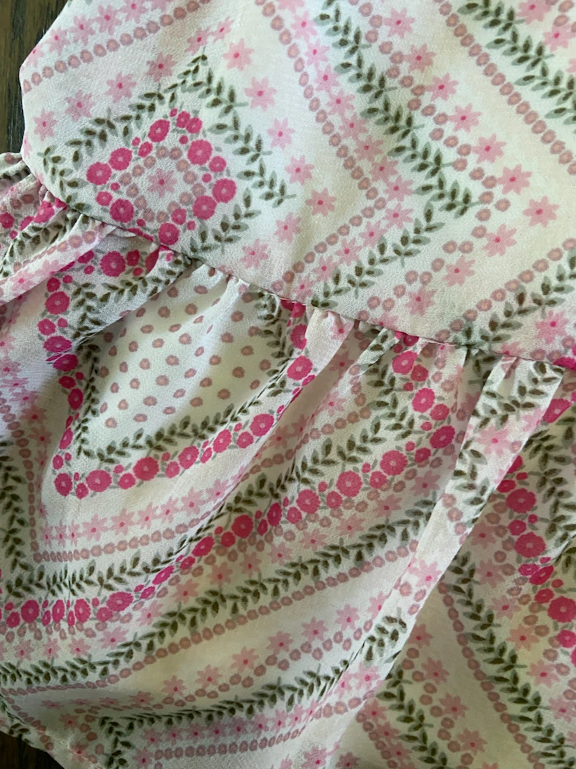 Pink and White Floral Cold Shoulder Sundress M (7-8 years) - photo 3