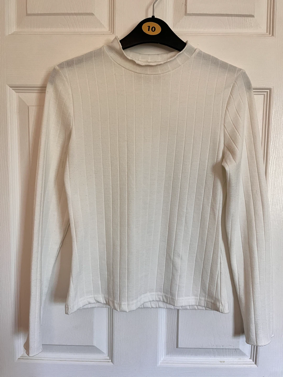 White Cotton-Blend Knit Mockneck Shirt - photo 2