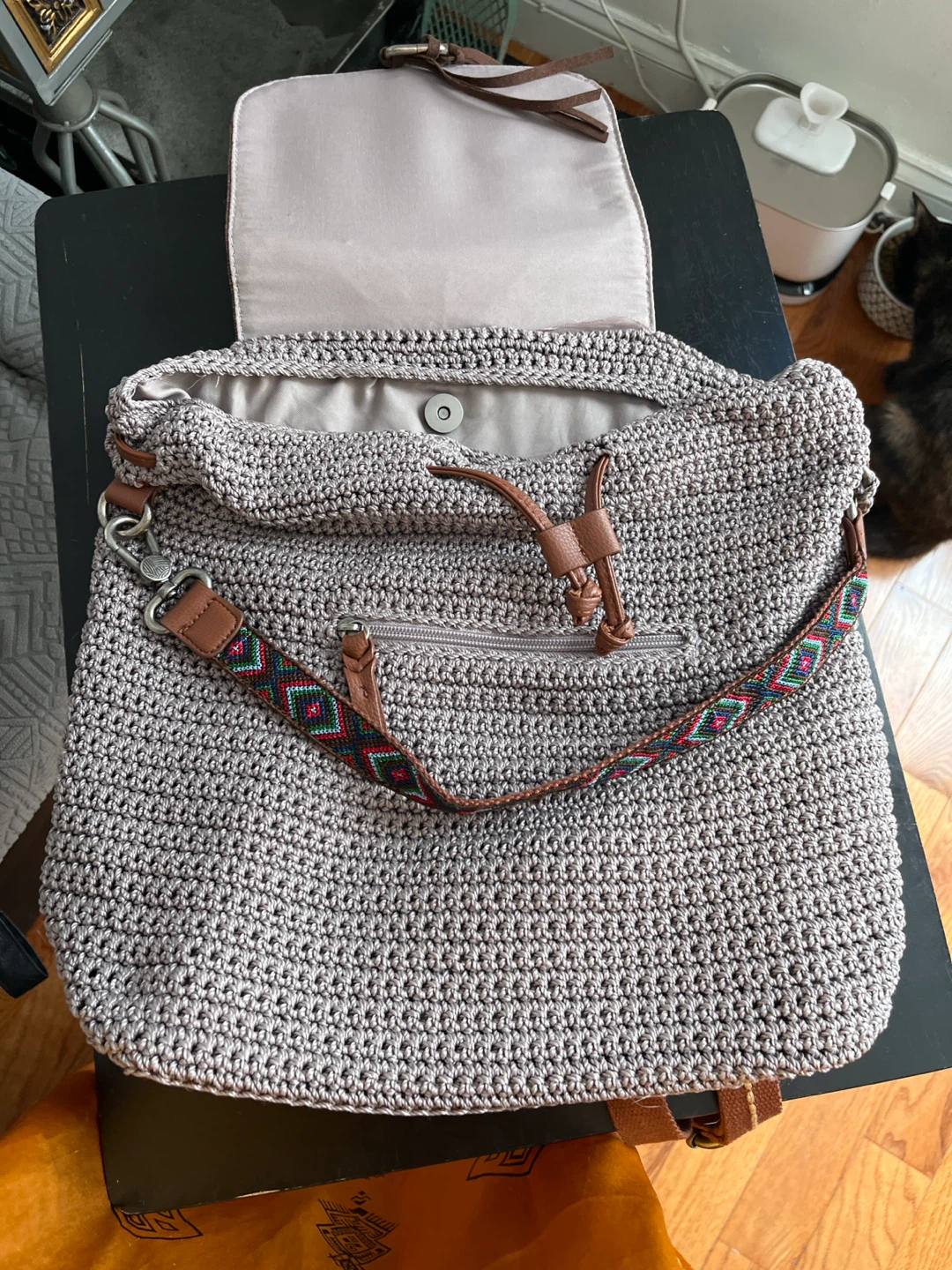 Crochet Backpack with Brown Flap - photo 2