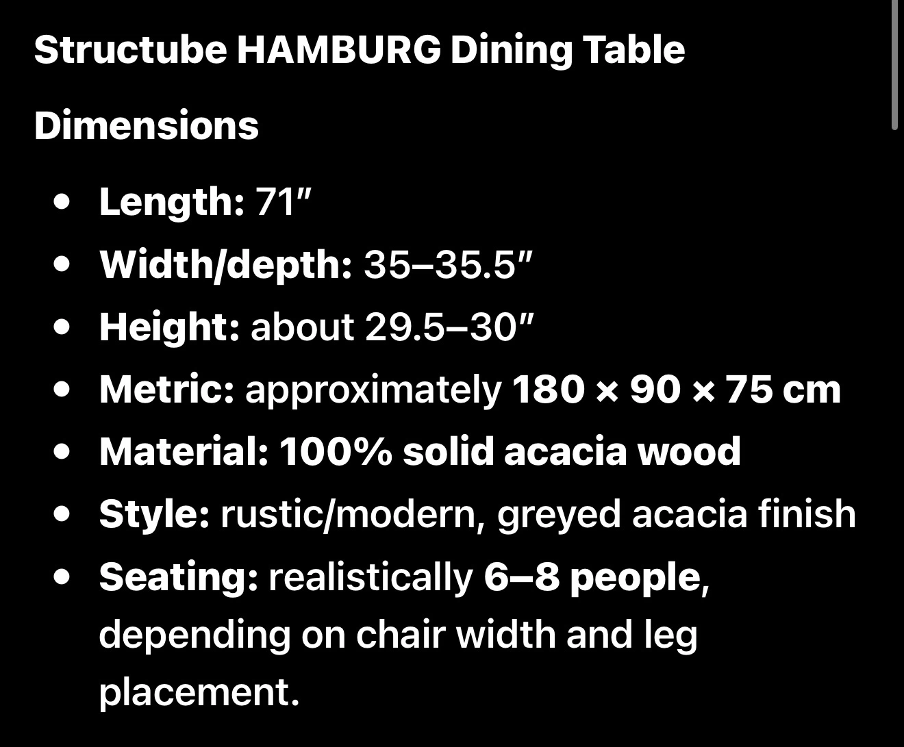 STRUCTUBE HAMBURG SOLID WOOD DINING TABLE WITH WAYFAIR BENCH - photo 5
