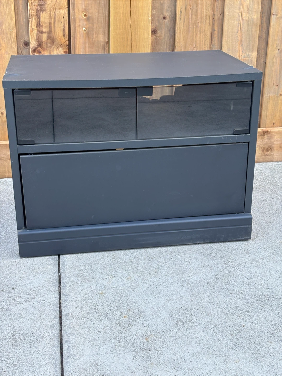 Black Media Console with Glass Doors