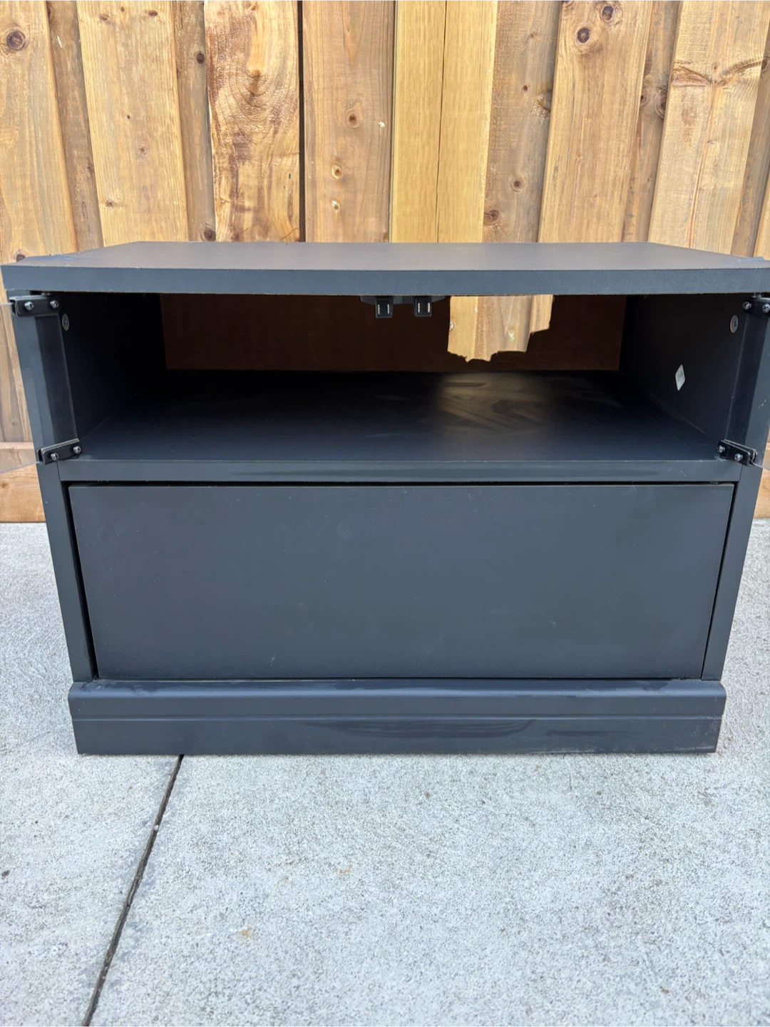Black Media Console with Glass Doors - photo 2