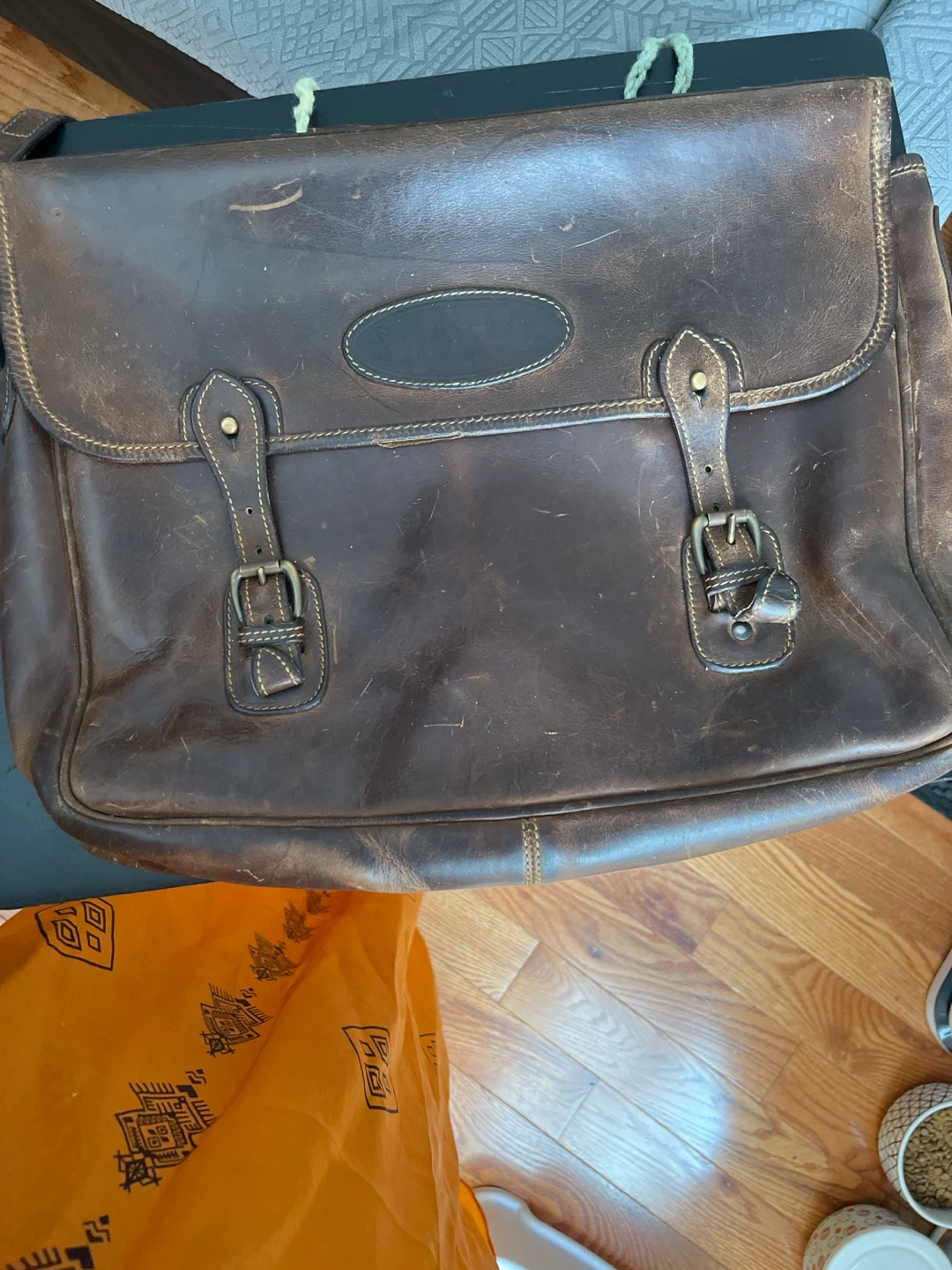 Vintage Brown Leather Satchel Briefcase
