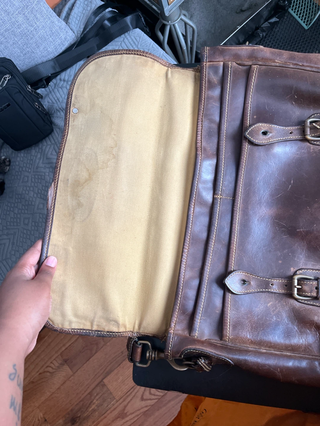 Vintage Brown Leather Satchel Briefcase - photo 2