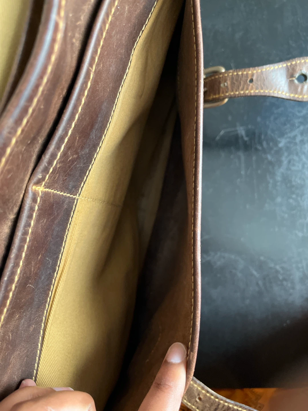 Vintage Brown Leather Satchel Briefcase - photo 5