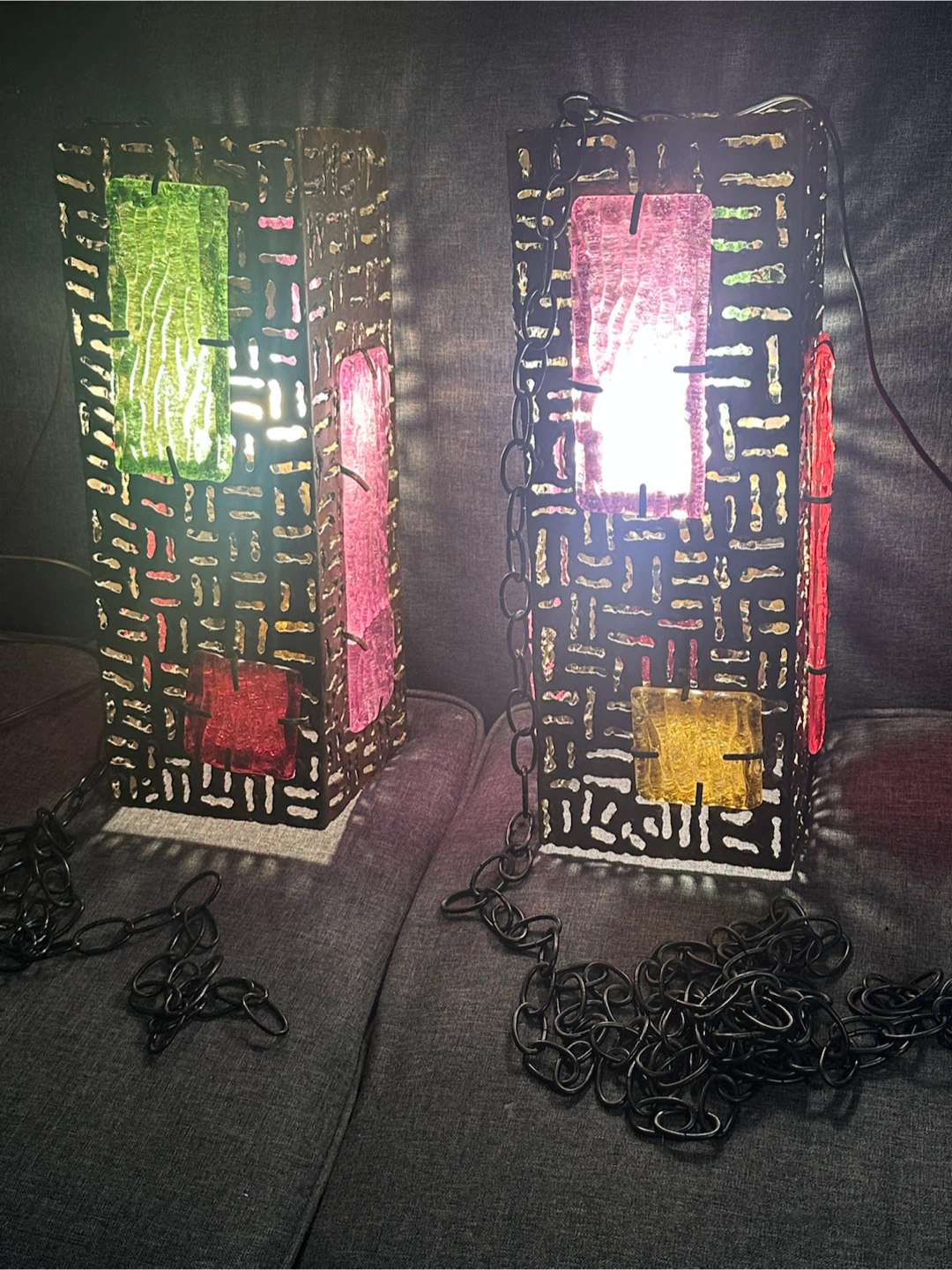 Vintage Brutalist Sculpture Lamps