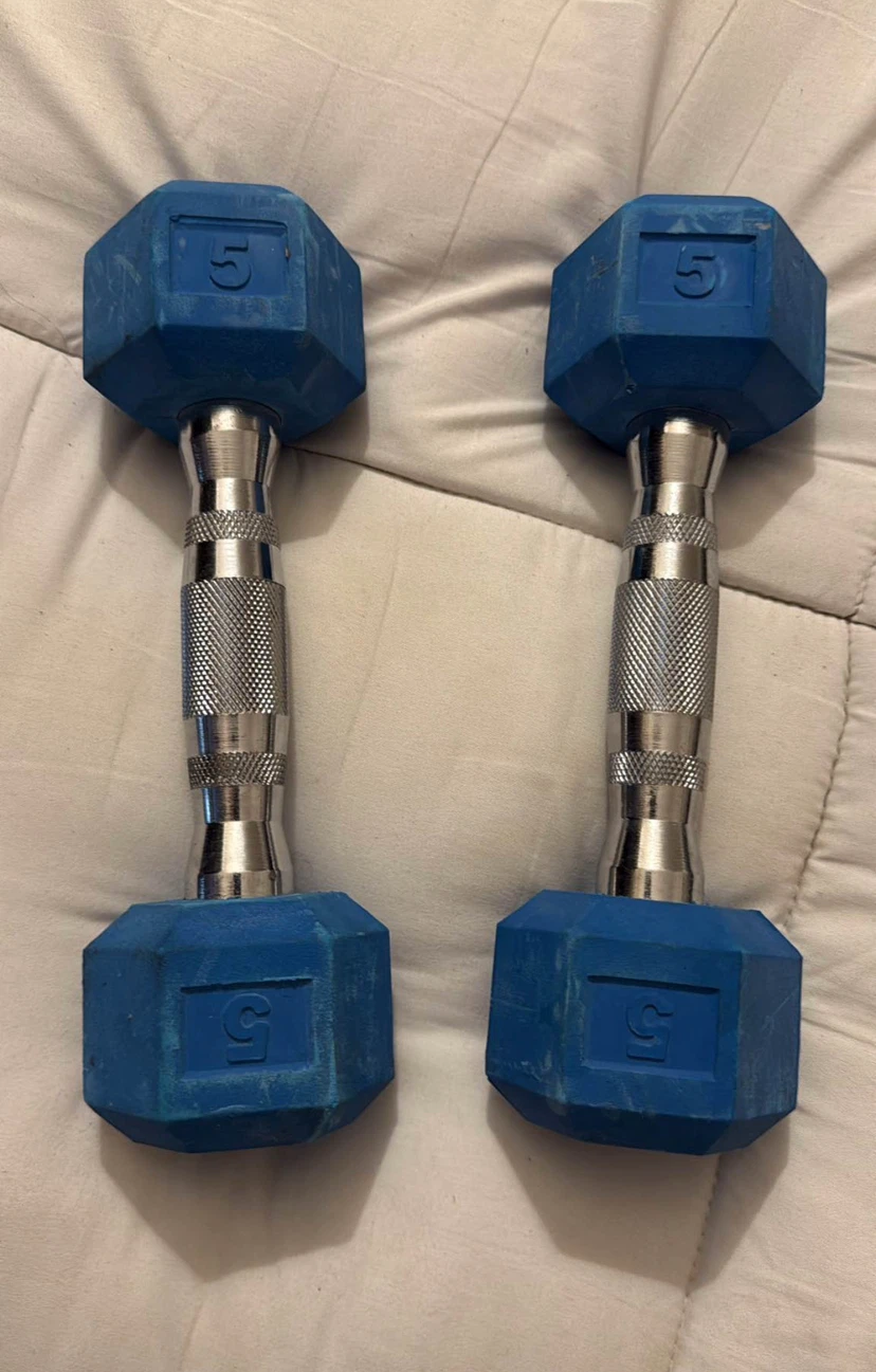 Set of Two 5lb Blue Dumbbells
