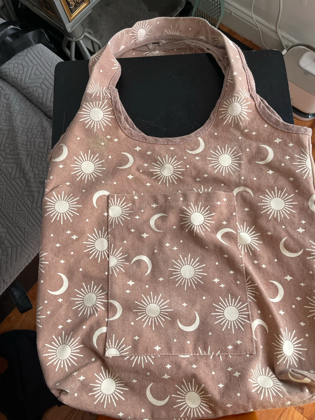 Sun and Moon Print Canvas Tote Bag