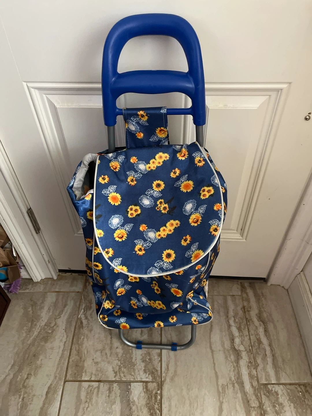 Sunflower Print Rolling Shopping Cart