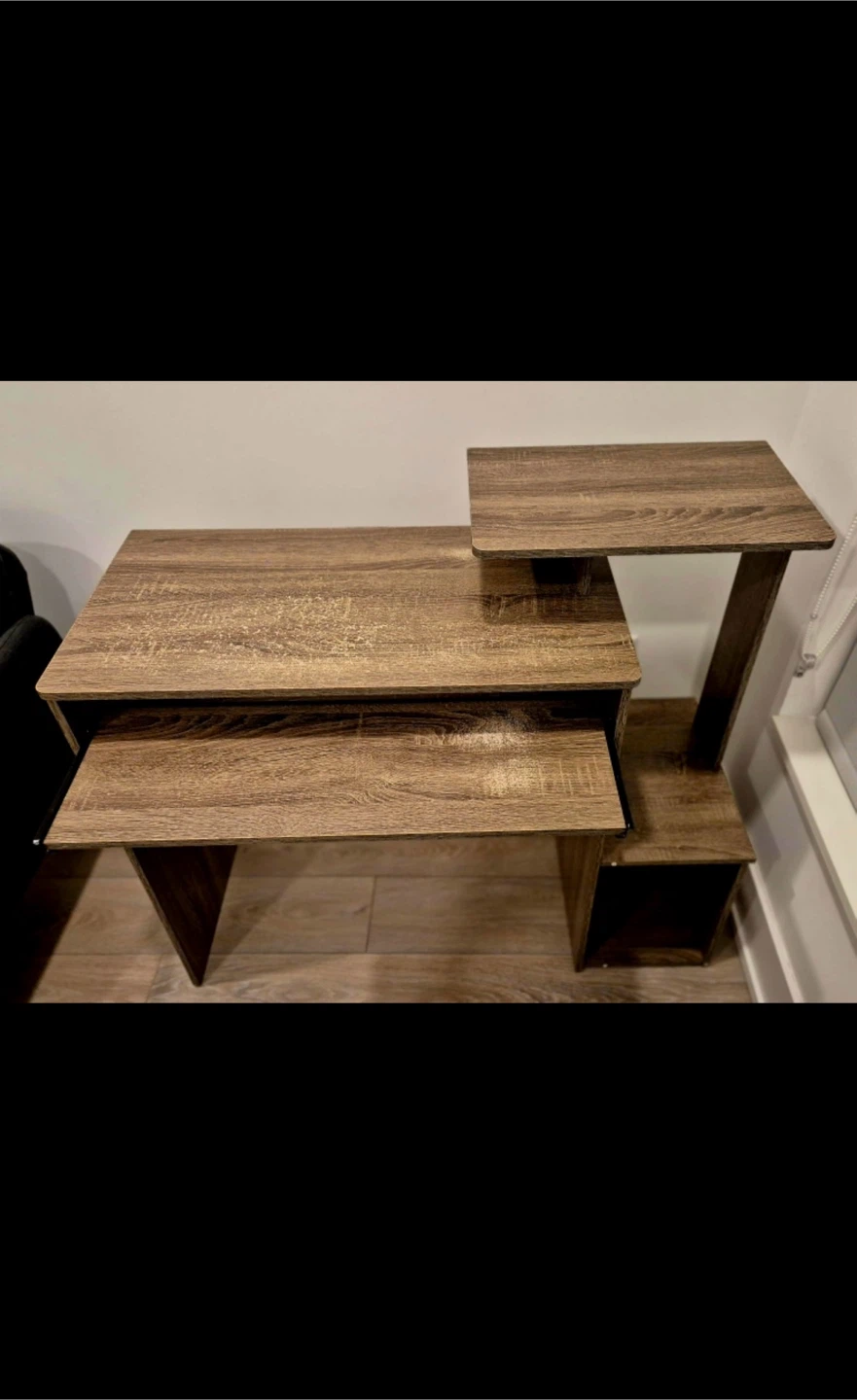 Wood Grain Computer Desk with Storage