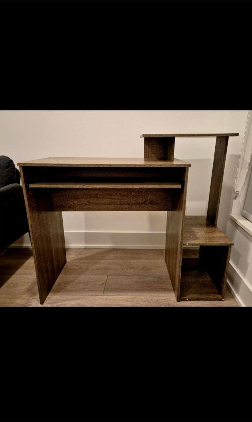 Wood Grain Computer Desk with Storage - photo 2