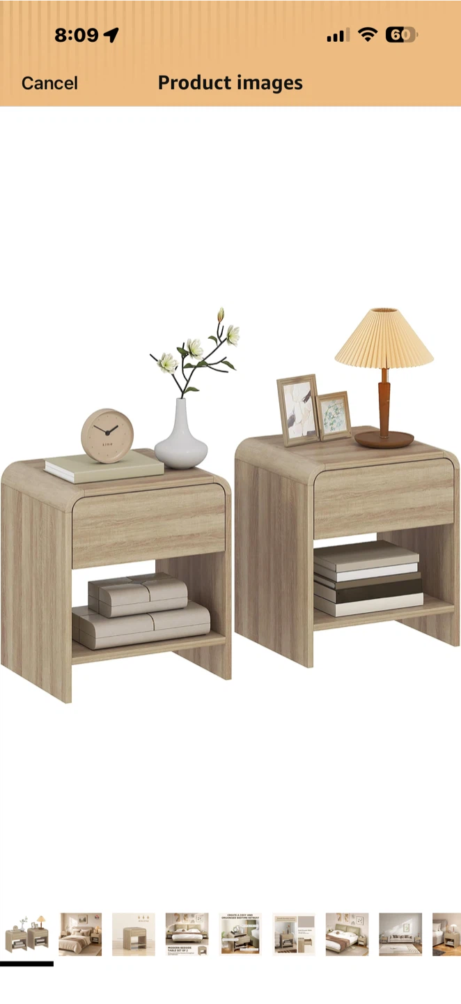 Set of 2 Light Oak Bedside Tables