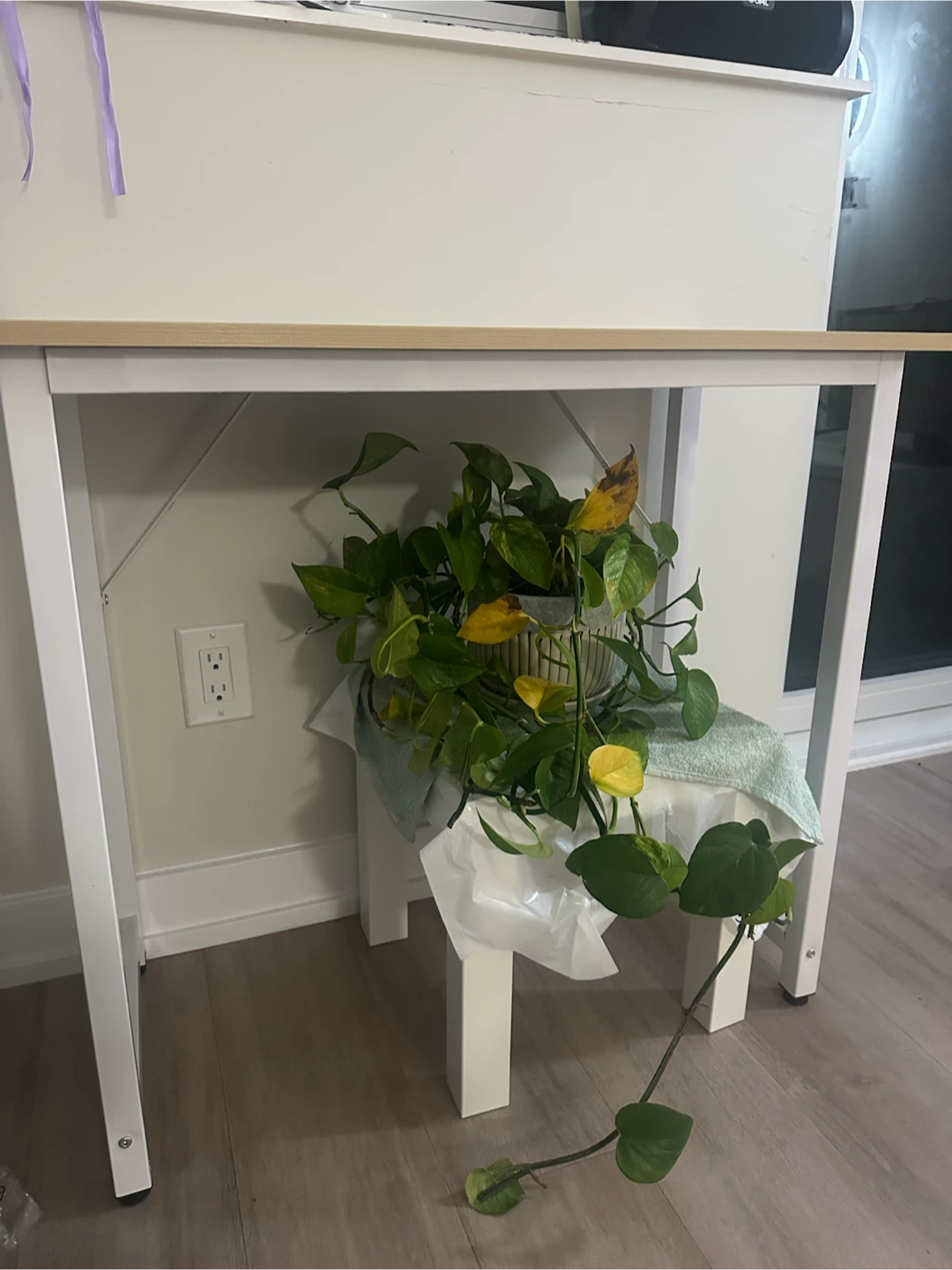 Minimalist Wood Desk with White Metal Frame - photo 4