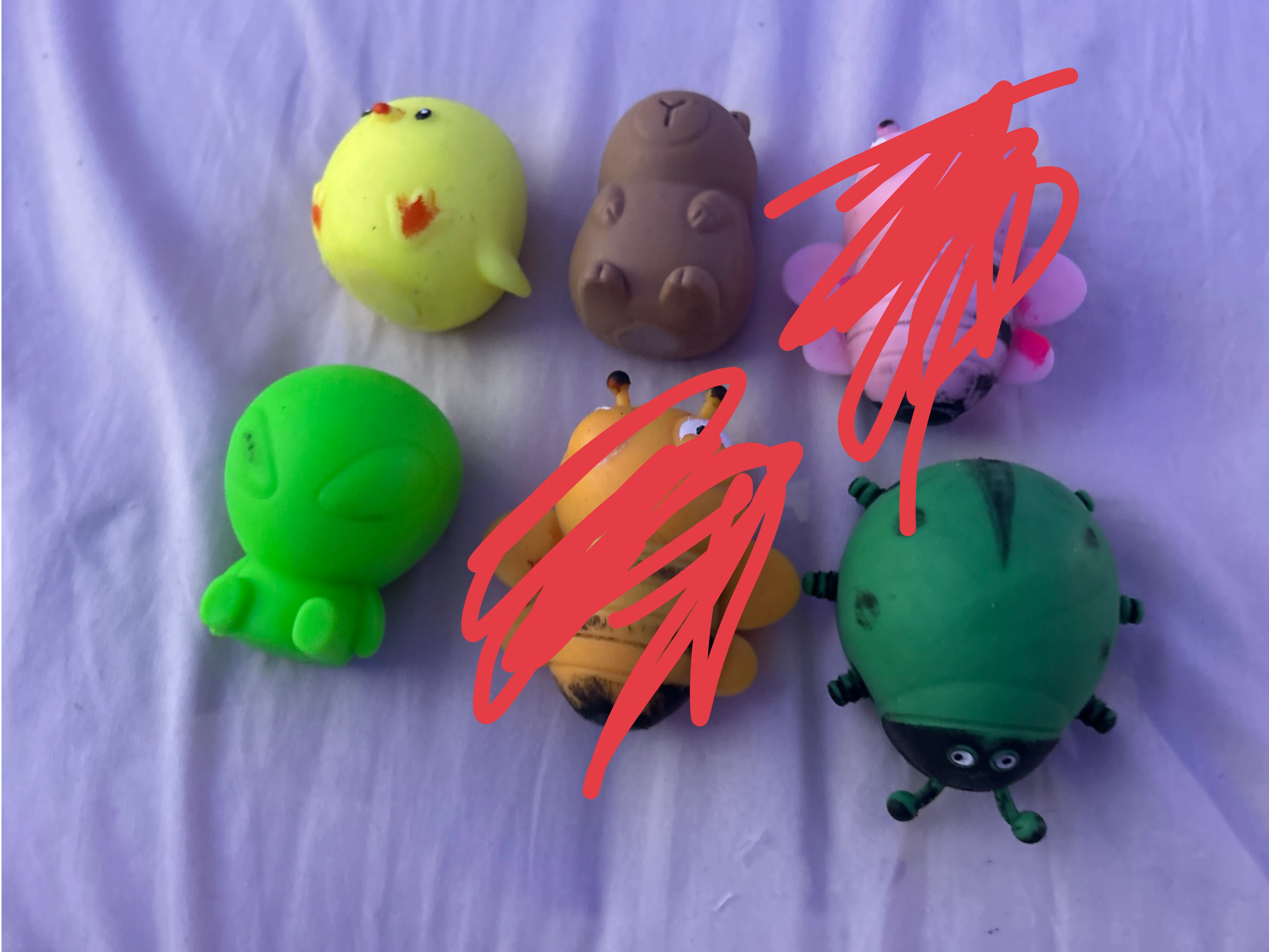 Set of 6 cute squeezy / squishy toys