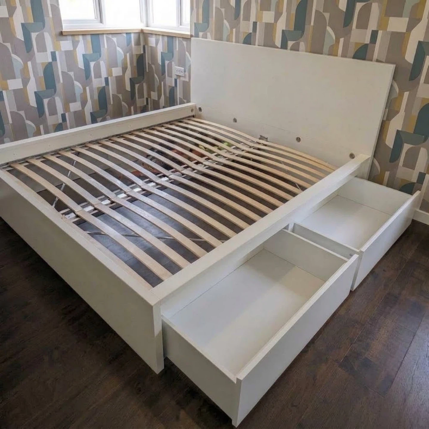 IKEA Malm King Size Bed Frame and 2 Drawers White - photo 2