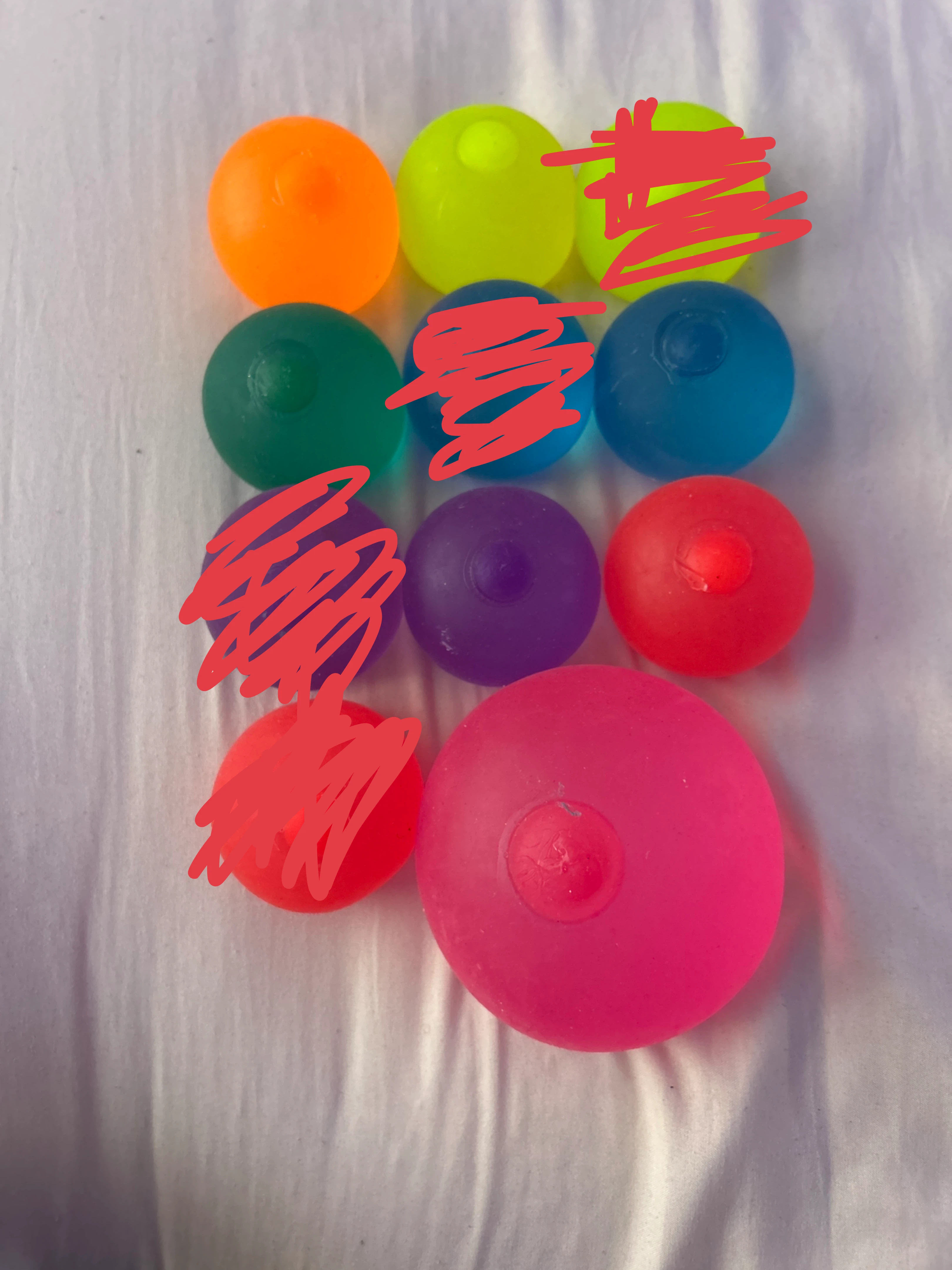 Set of 7 colorful Squishy Balls