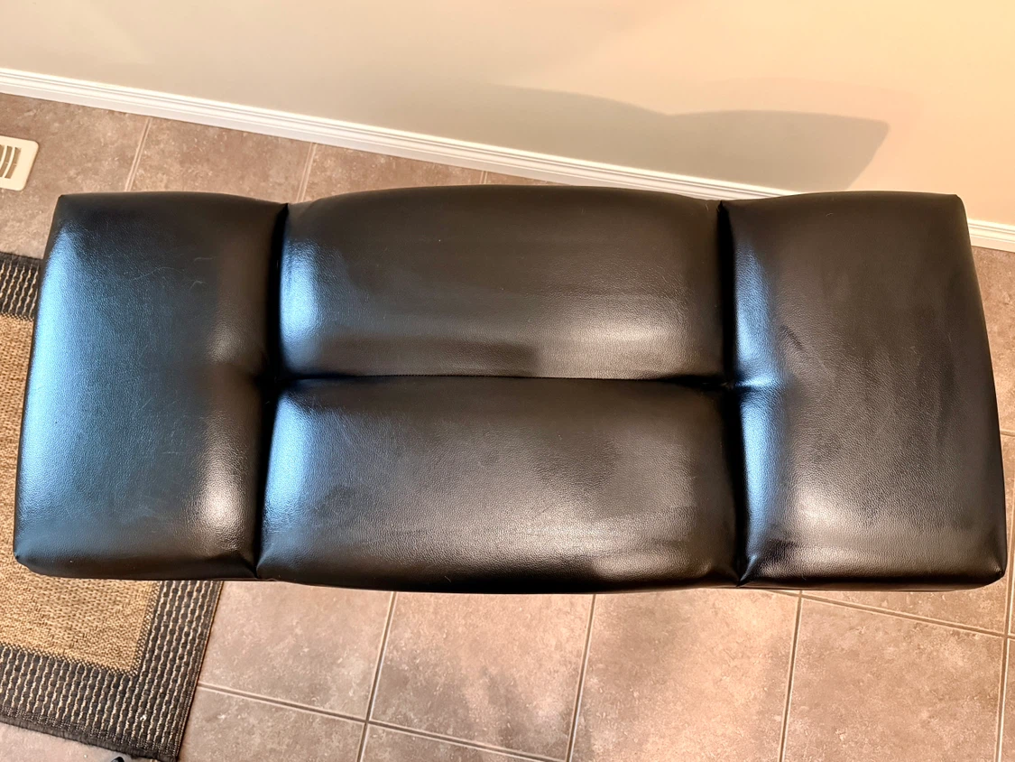 Black Faux Leather Storage Ottoman Bench - photo 2