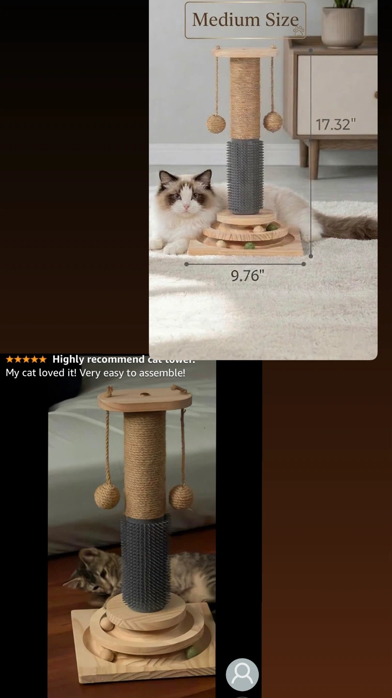 4-in-1 Solid Wood Cat Scratching Post Medium - photo 3