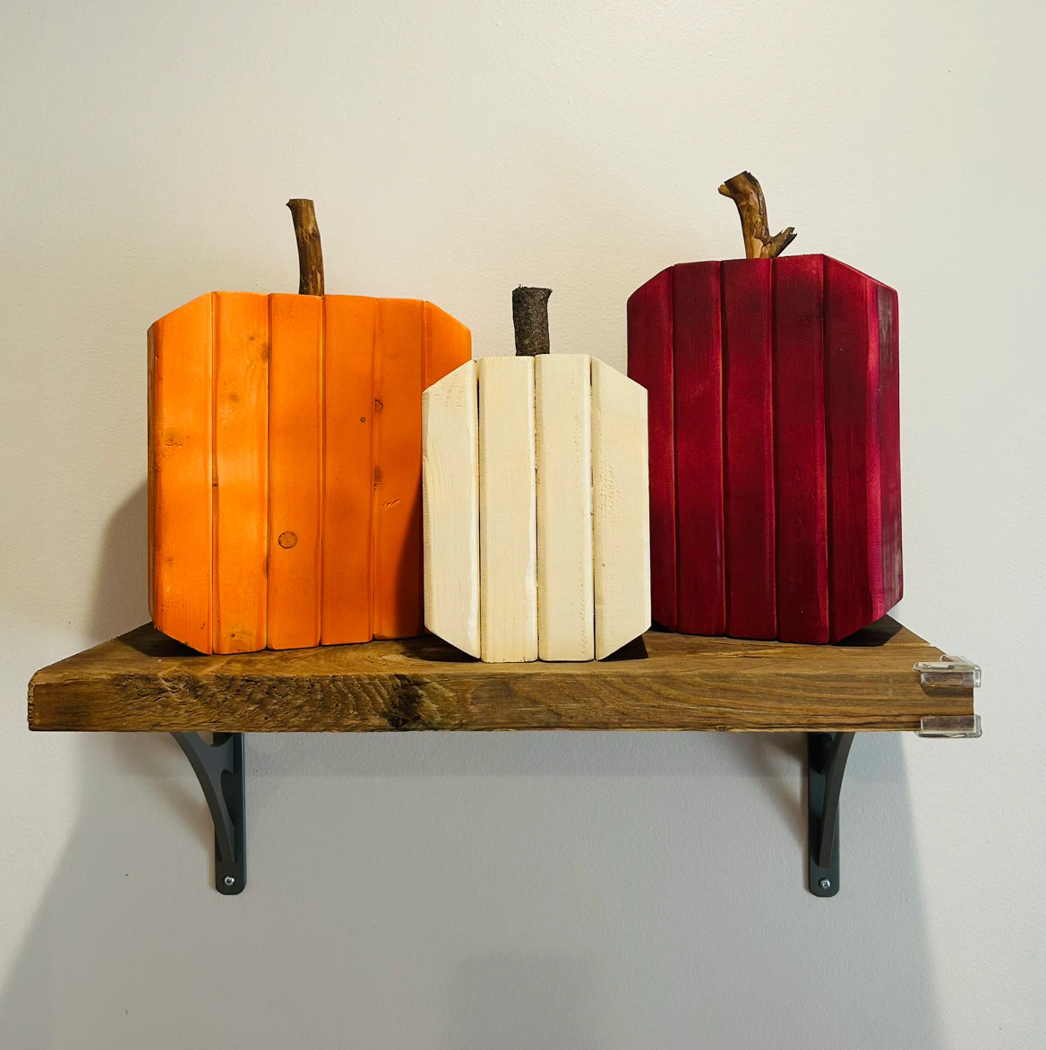 Handmade Wooden Pumpkin Trio – Rustic Fall Porch