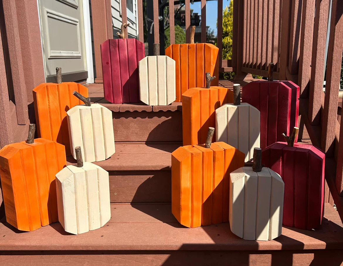 Handmade Wooden Pumpkin Trio – Rustic Fall Porch - photo 2