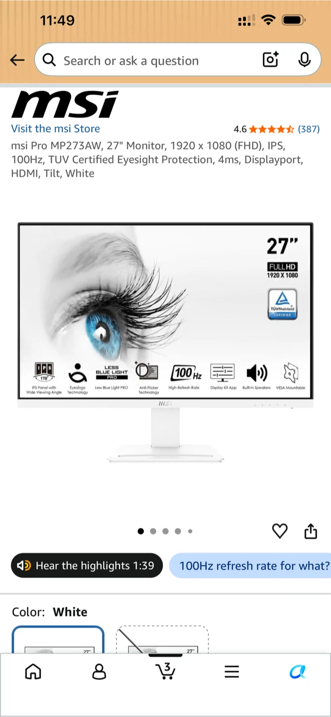 MSI Monitor and Desk Arm