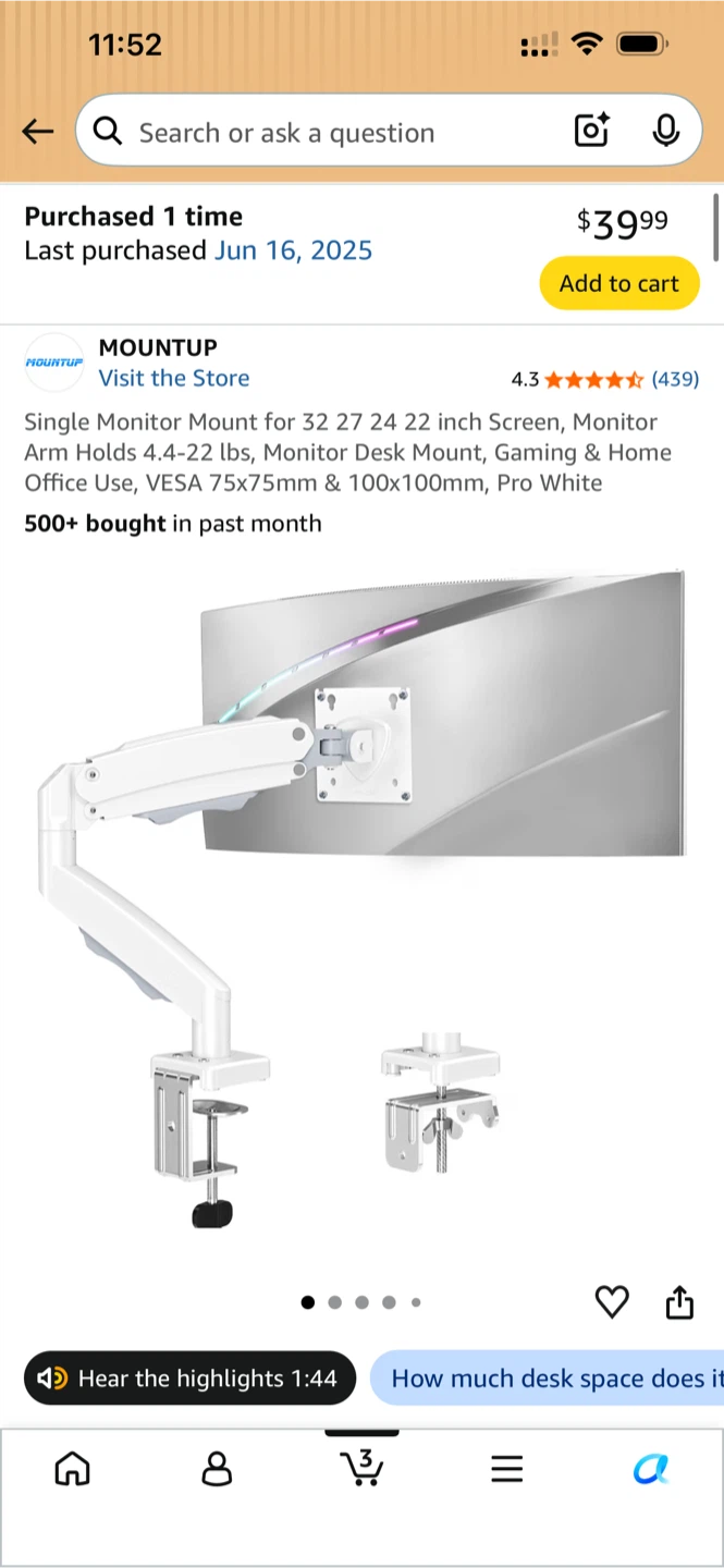 MSI Monitor and Desk Arm - photo 4