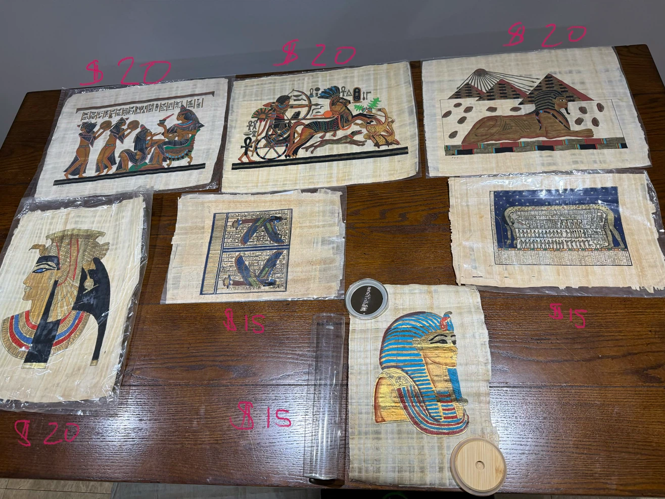Vintage Egyptian Papyrus Style Paintings Art Collection