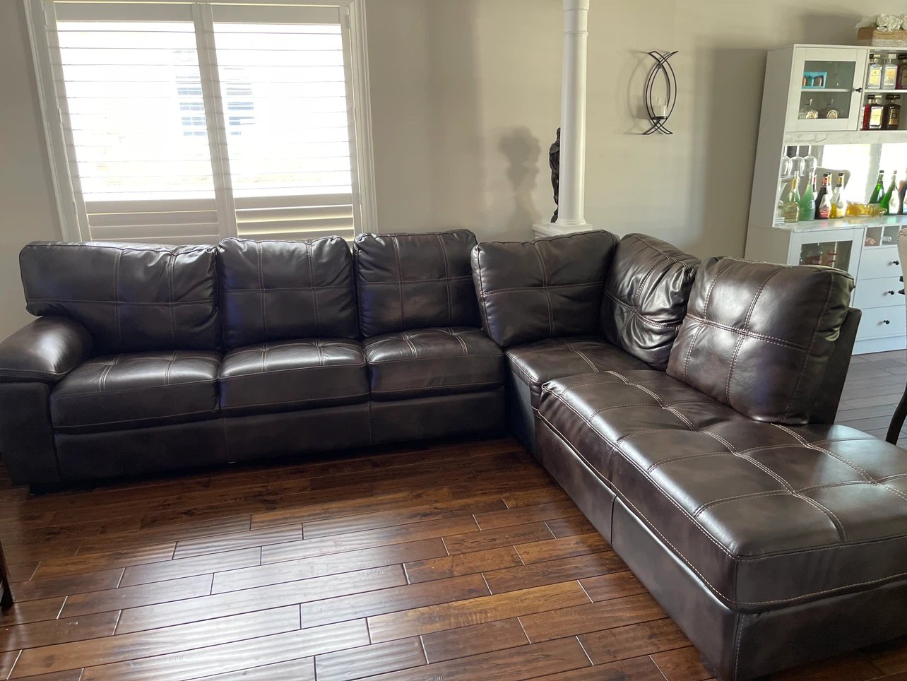 L shaped leather couch