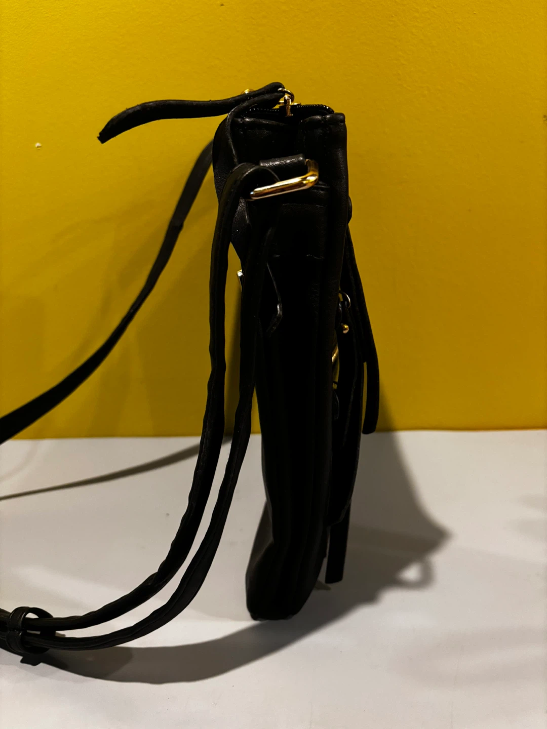Black Crossbody Bag with Three Zipper Pockets - photo 5