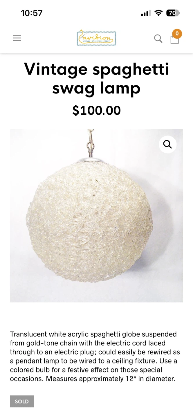 Vintage spaghetti swag lamp