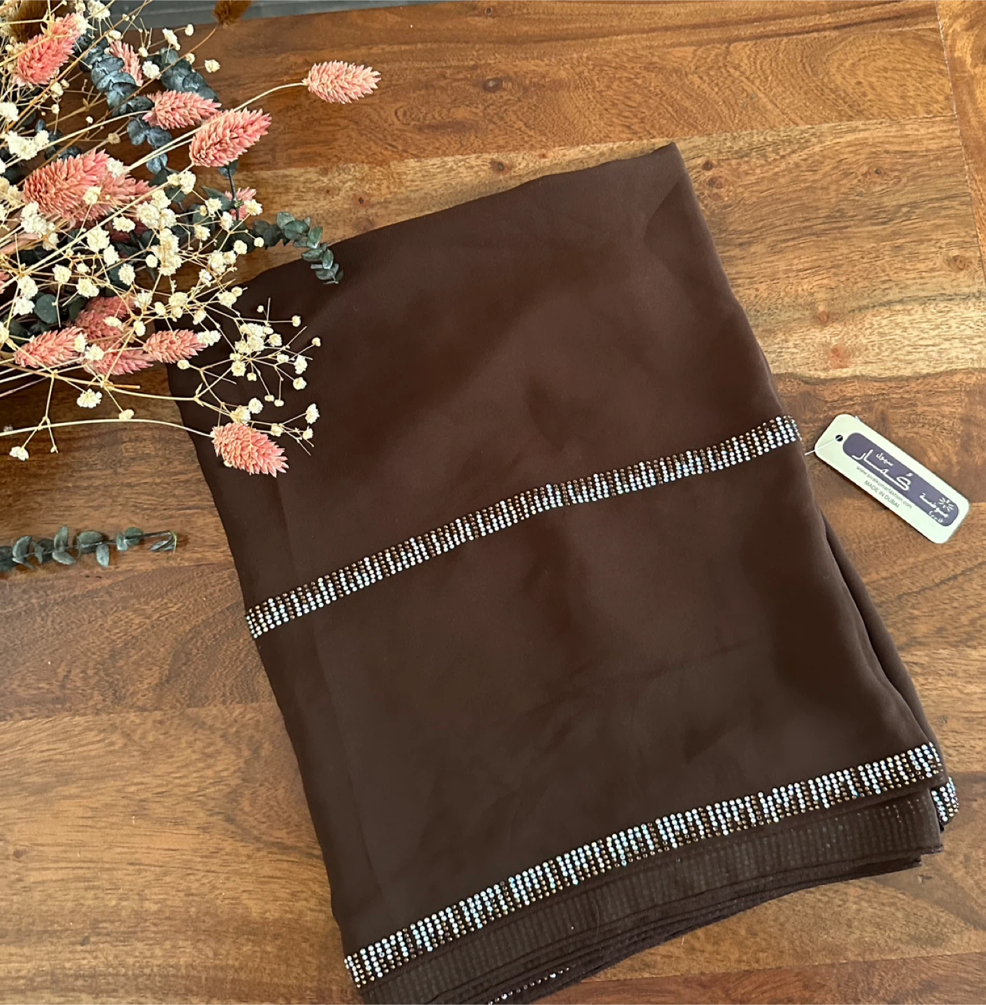 Chocolate Brown Embellished Shawl/Scarf