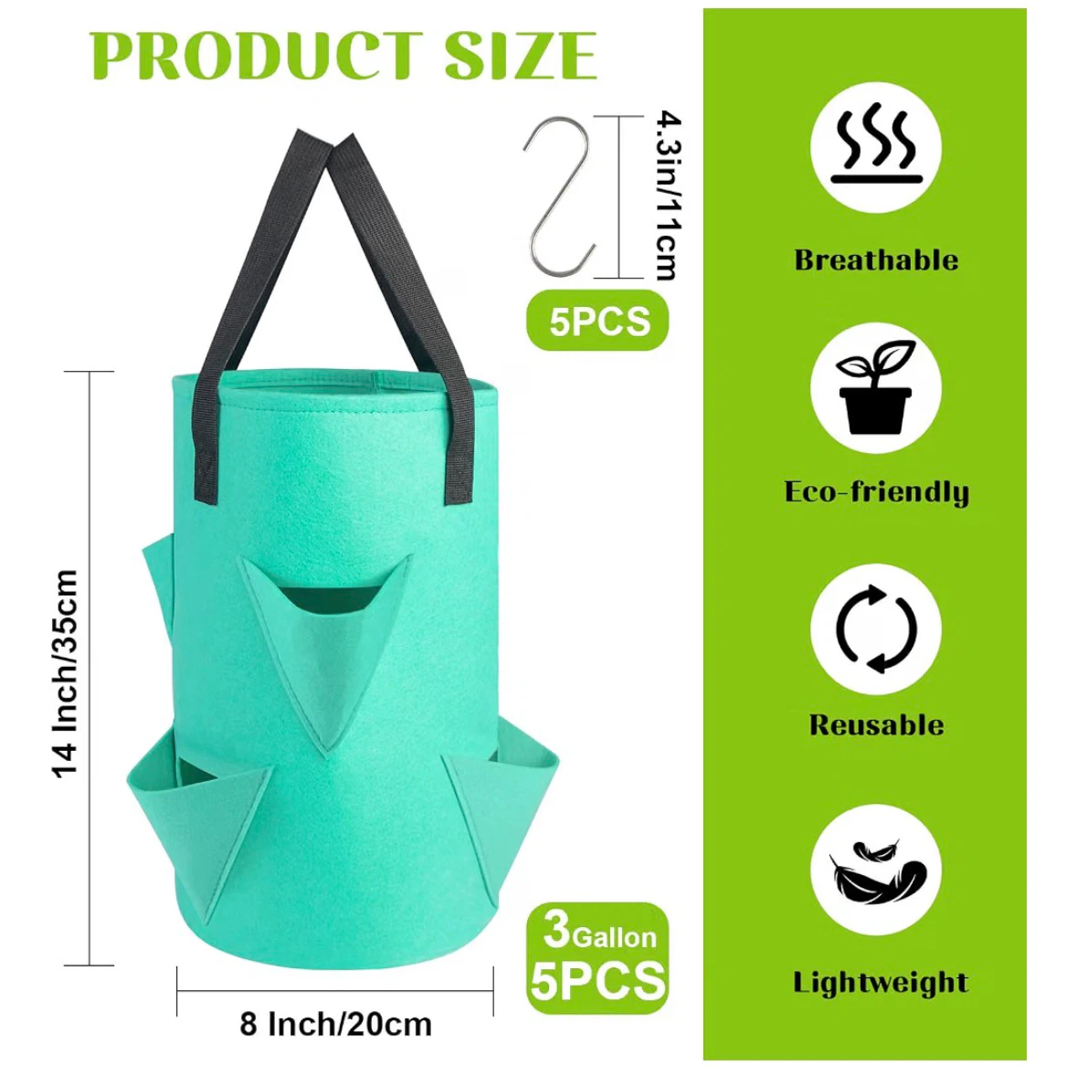 5 Pack Upside Down Strawberry Hanging Planter - photo 2