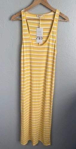 ZARA Yellow Striped Dress – Size M - photo 5