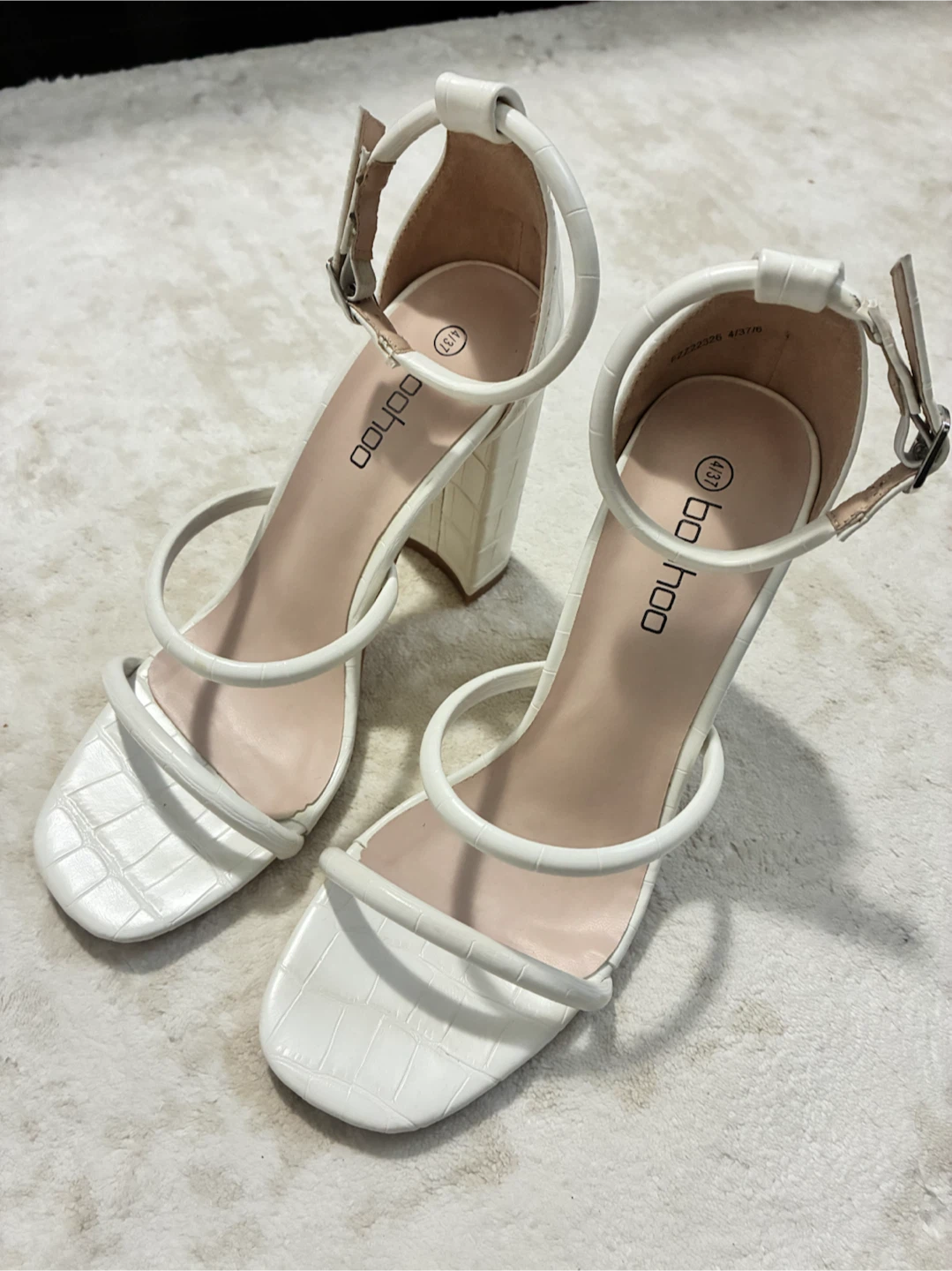 Boohoo Size 7 White Croc-Effect Block Heels - photo 2