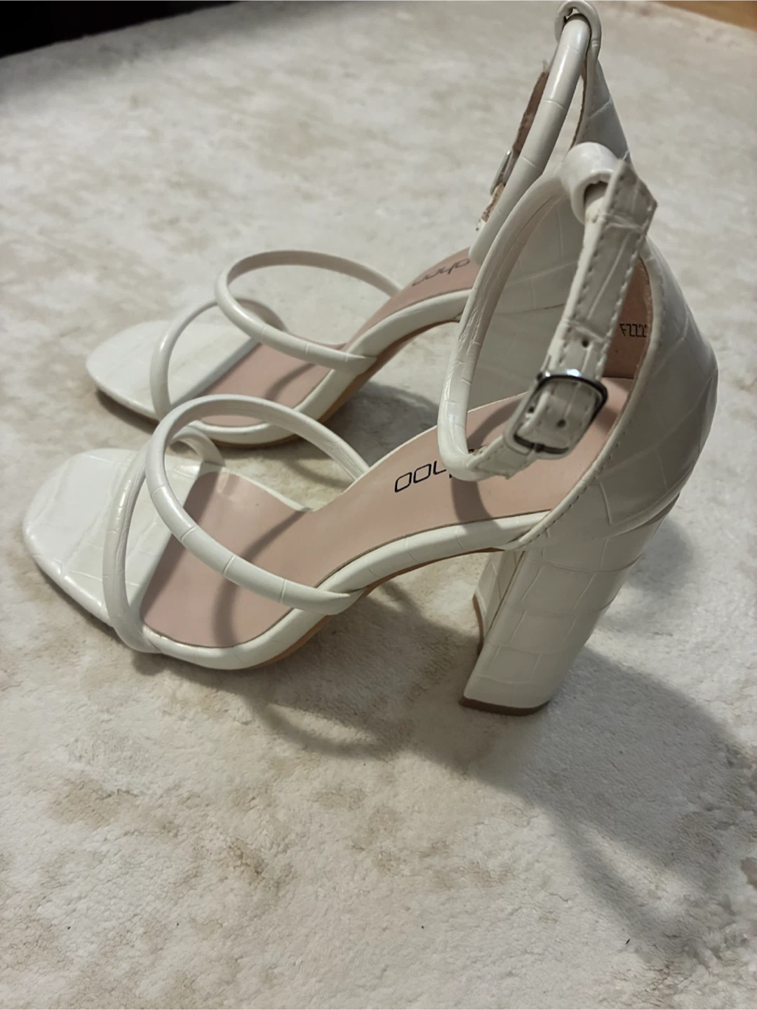 Boohoo Size 7 White Croc-Effect Block Heels - photo 3