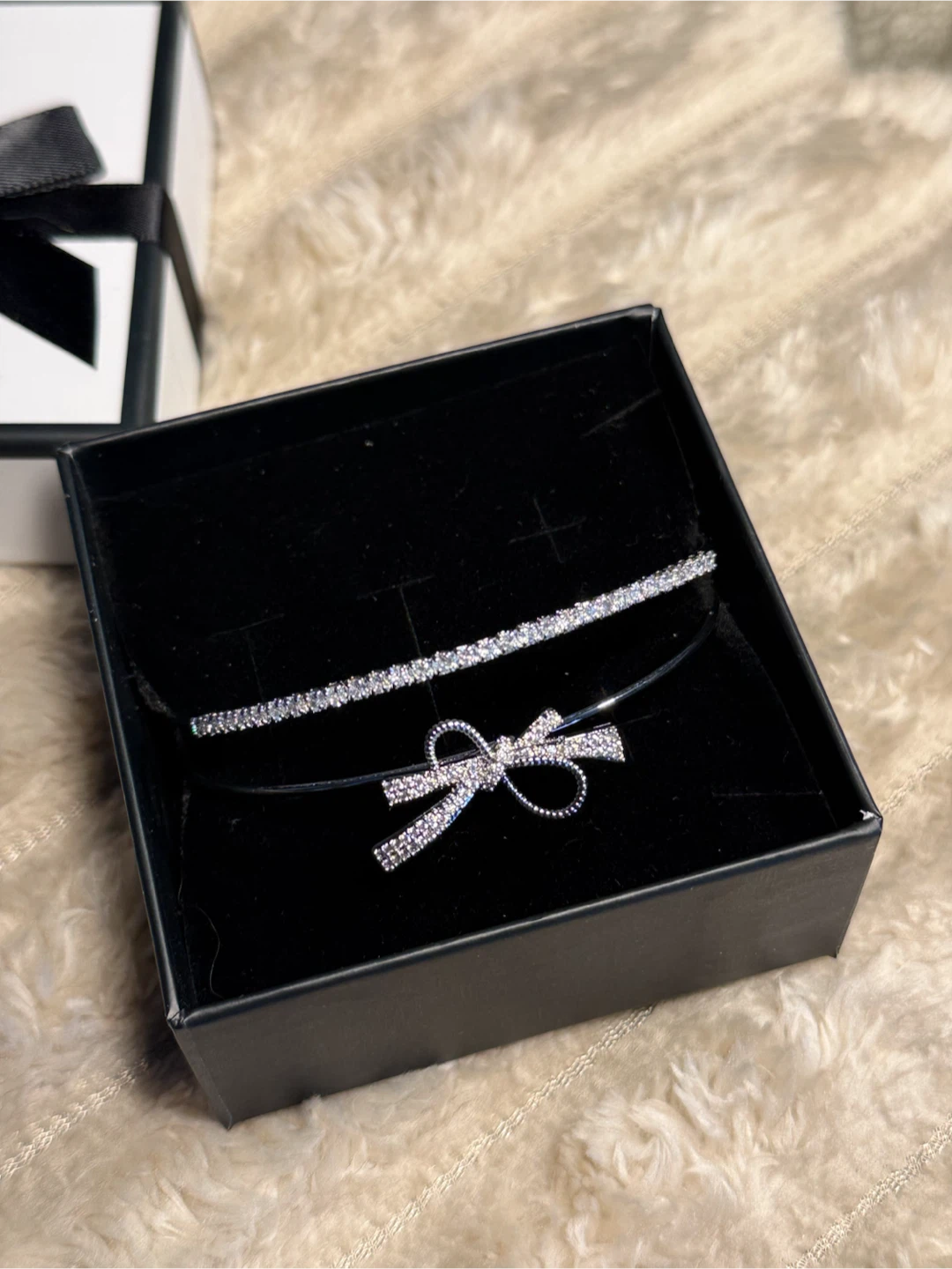 Sparkly Bow and Tennis Style Bangle Set