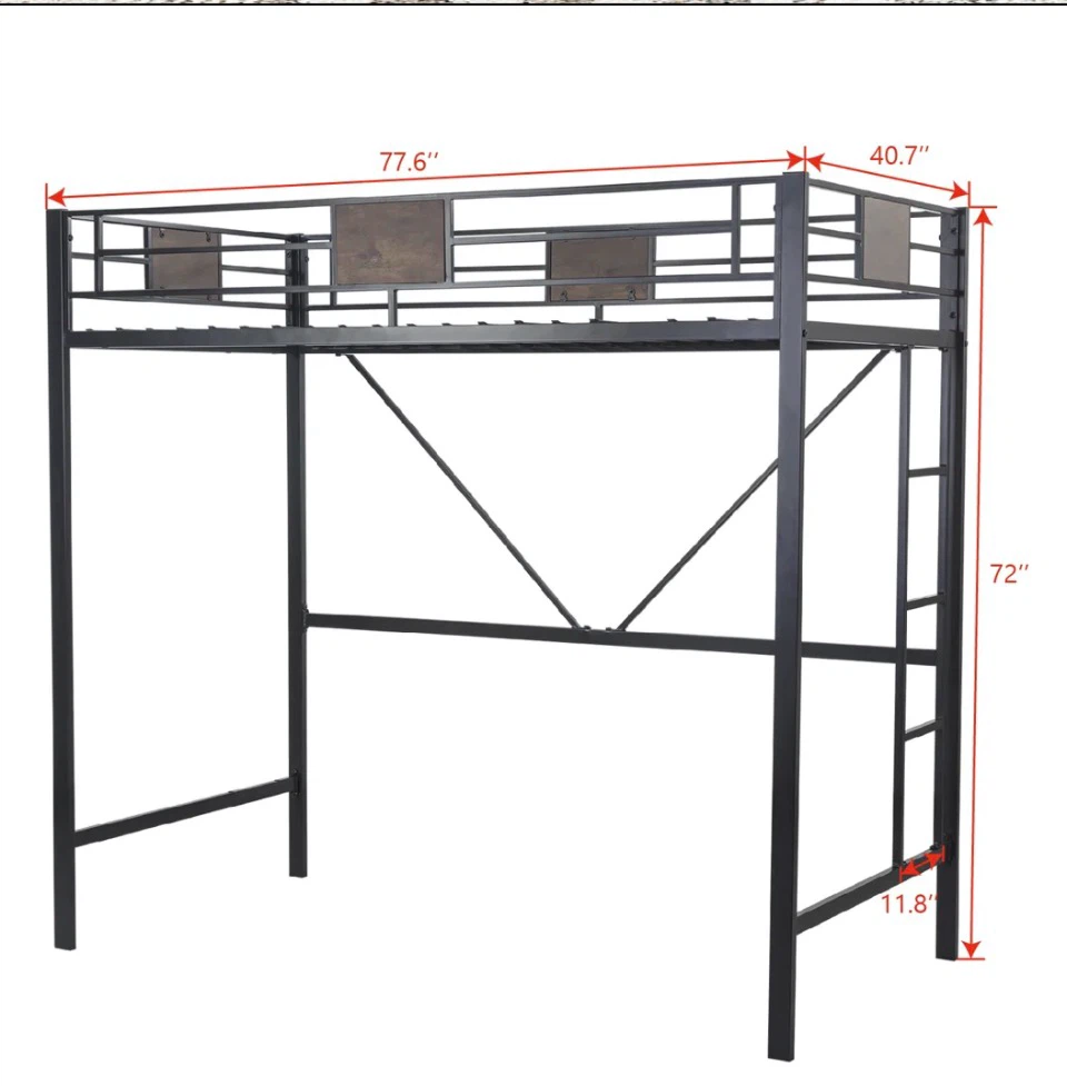 Twin Size Steel Loft Bed with Desk