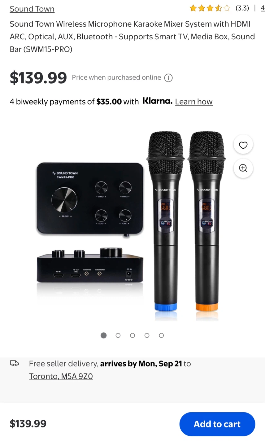 Sound Town SWM15-PRO Wireless Microphone Karaoke Mixer System