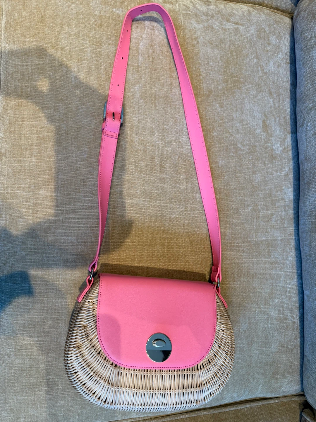 Pink Wicker Crossbody Bag. Talbots